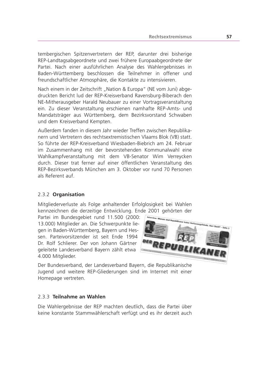 Seite 58 des Verfassungsschutzbericht 2001 Bayern