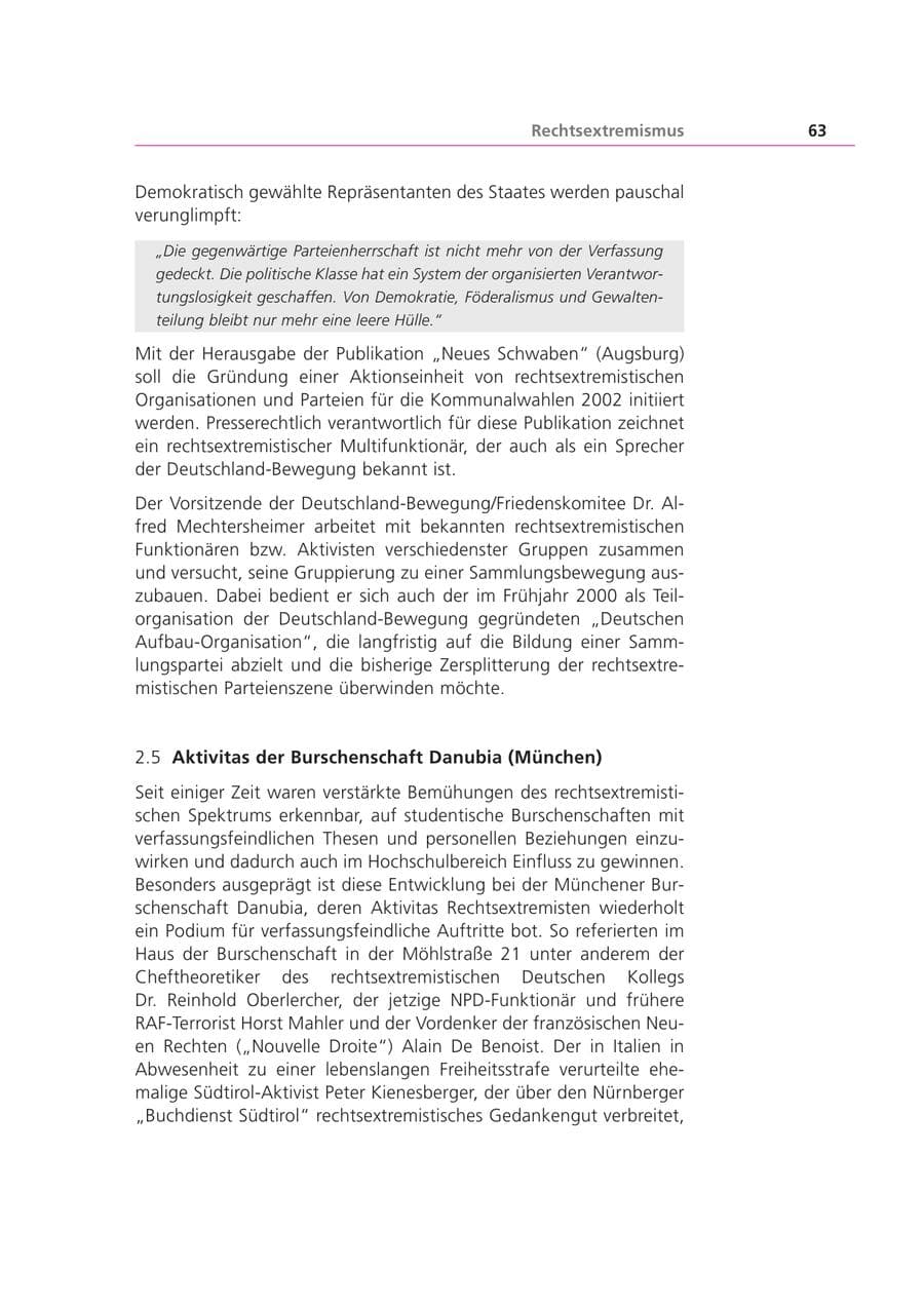 Seite 64 des Verfassungsschutzbericht 2001 Bayern