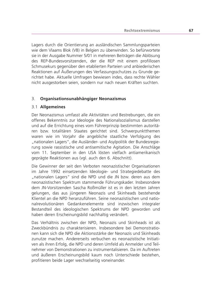 Seite 68 des Verfassungsschutzbericht 2001 Bayern