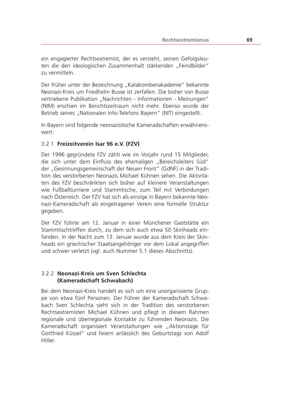 Seite 70 des Verfassungsschutzbericht 2001 Bayern