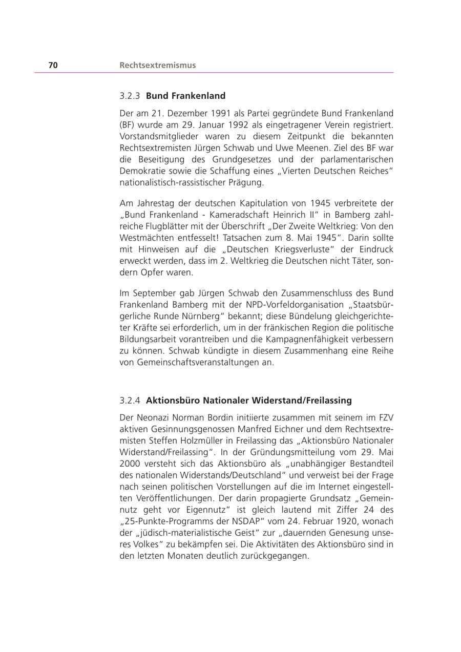 Seite 71 des Verfassungsschutzbericht 2001 Bayern