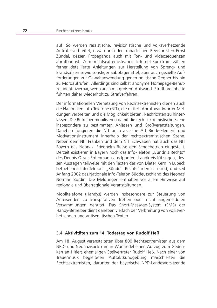 Seite 73 des Verfassungsschutzbericht 2001 Bayern