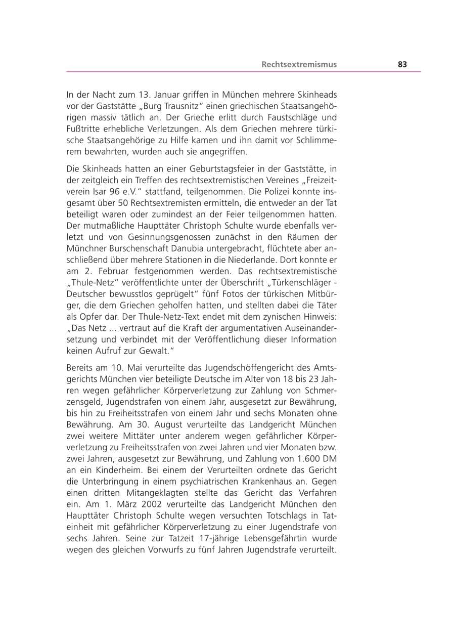Seite 84 des Verfassungsschutzbericht 2001 Bayern