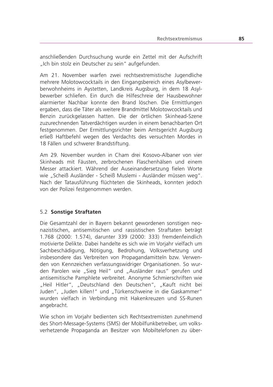 Seite 86 des Verfassungsschutzbericht 2001 Bayern