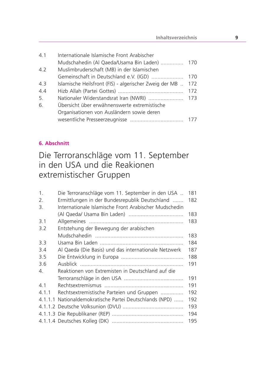 Seite 10 des Verfassungsschutzbericht 2001 Bayern