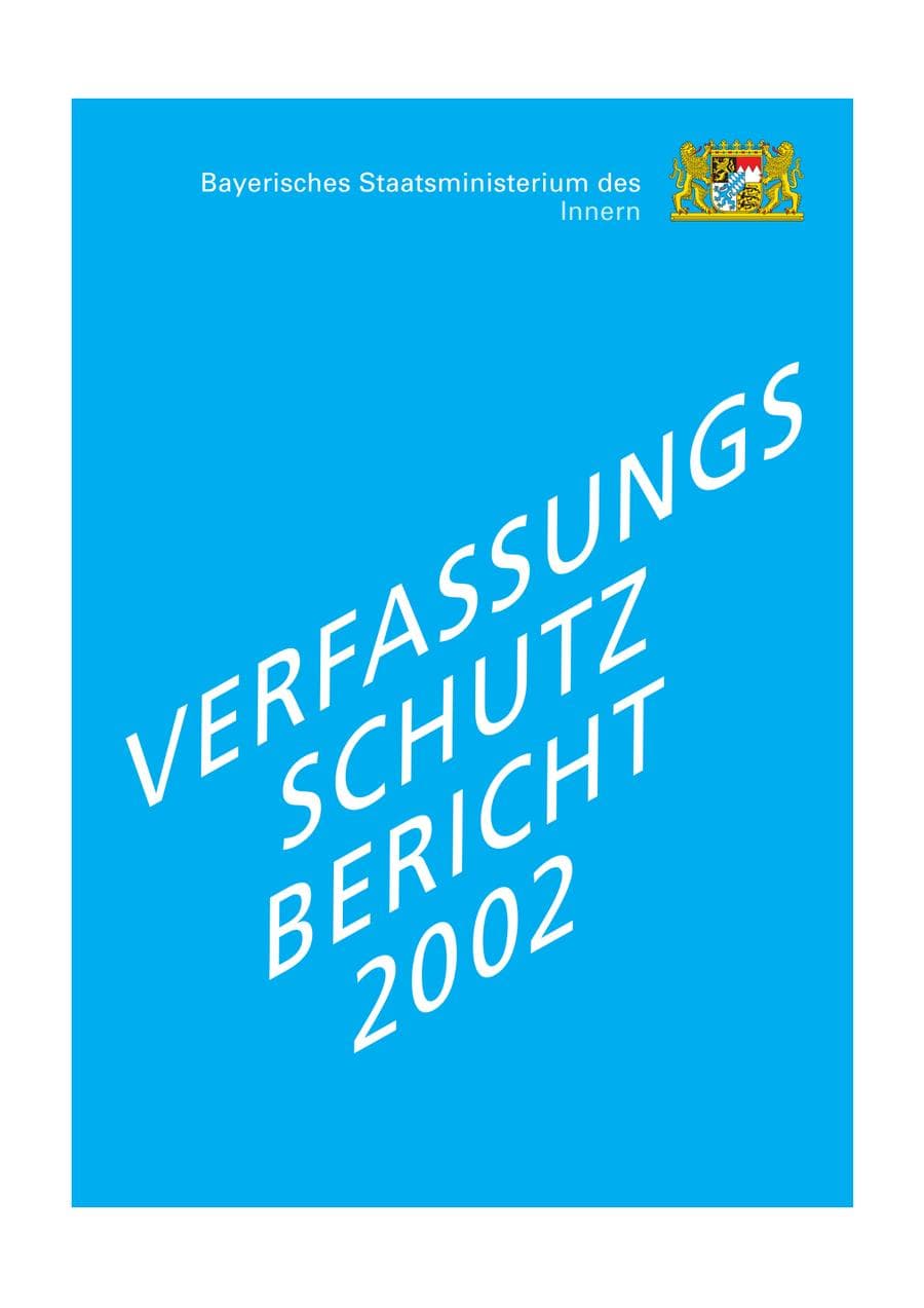 Seite 1 des Verfassungsschutzbericht 2002 Bayern