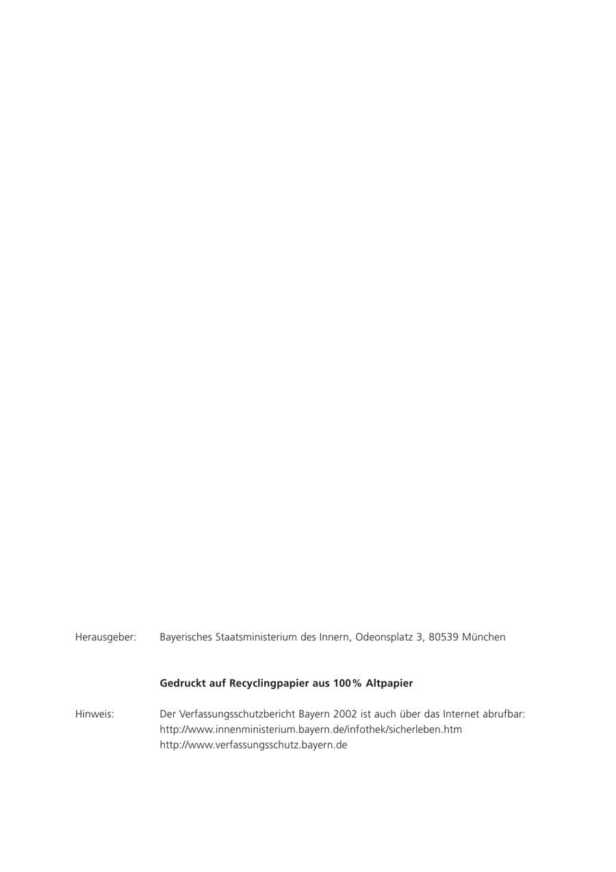 Seite 2 des Verfassungsschutzbericht 2002 Bayern