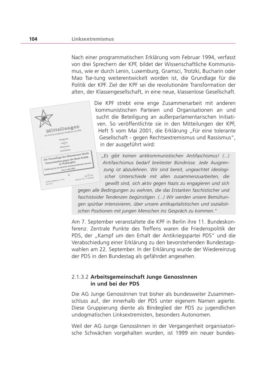 Seite 104 des Verfassungsschutzbericht 2002 Bayern