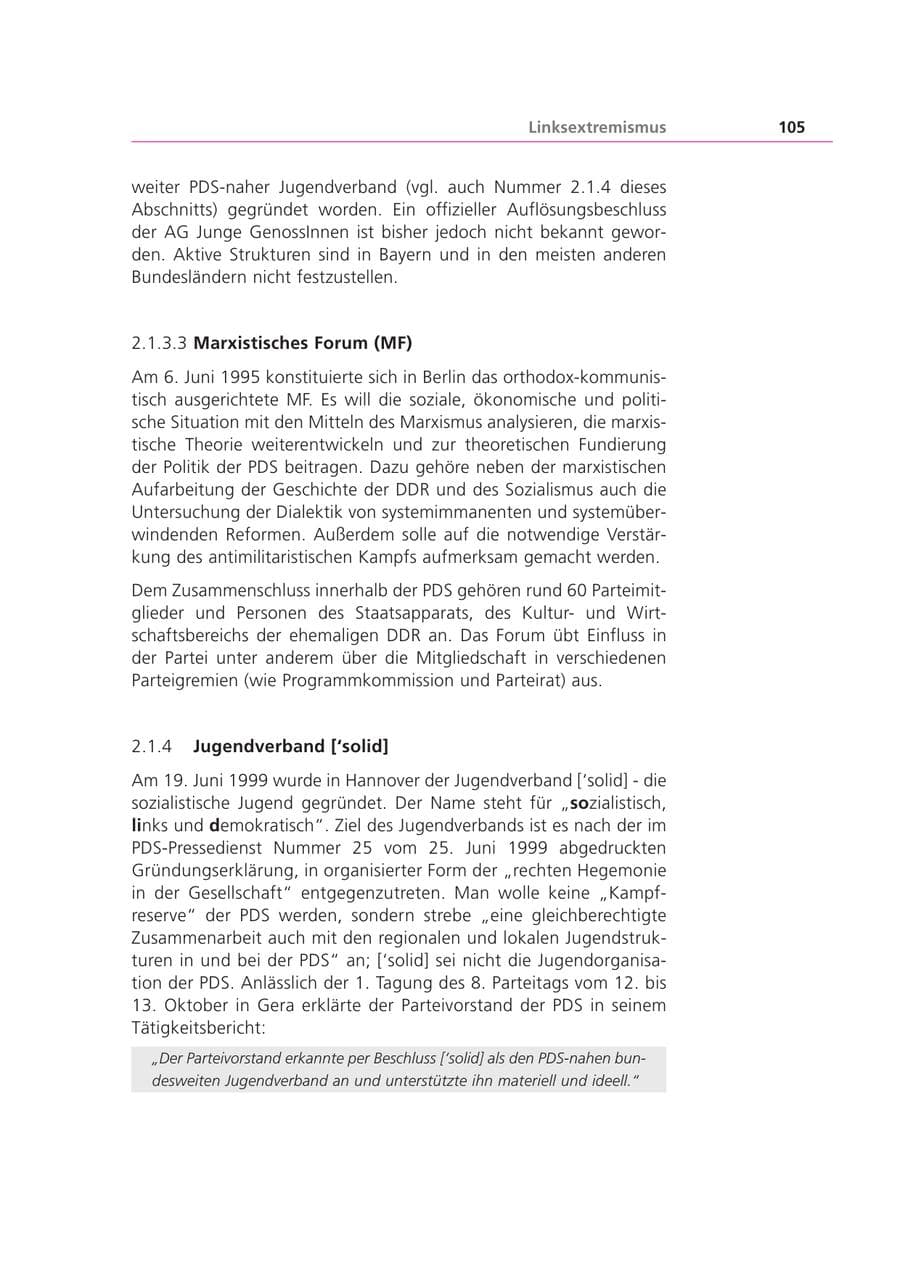 Seite 105 des Verfassungsschutzbericht 2002 Bayern