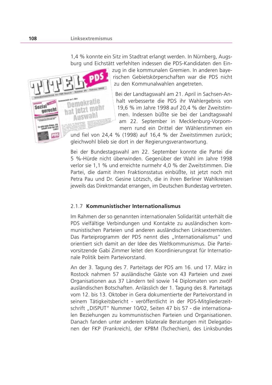 Seite 108 des Verfassungsschutzbericht 2002 Bayern