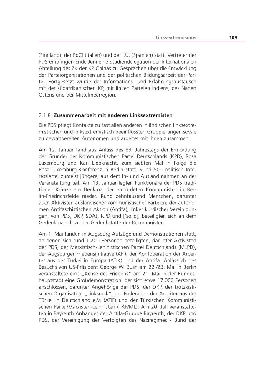 Seite 109 des Verfassungsschutzbericht 2002 Bayern