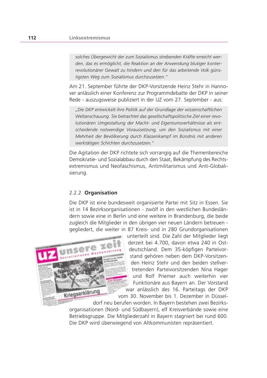 Seite 112 des Verfassungsschutzbericht 2002 Bayern