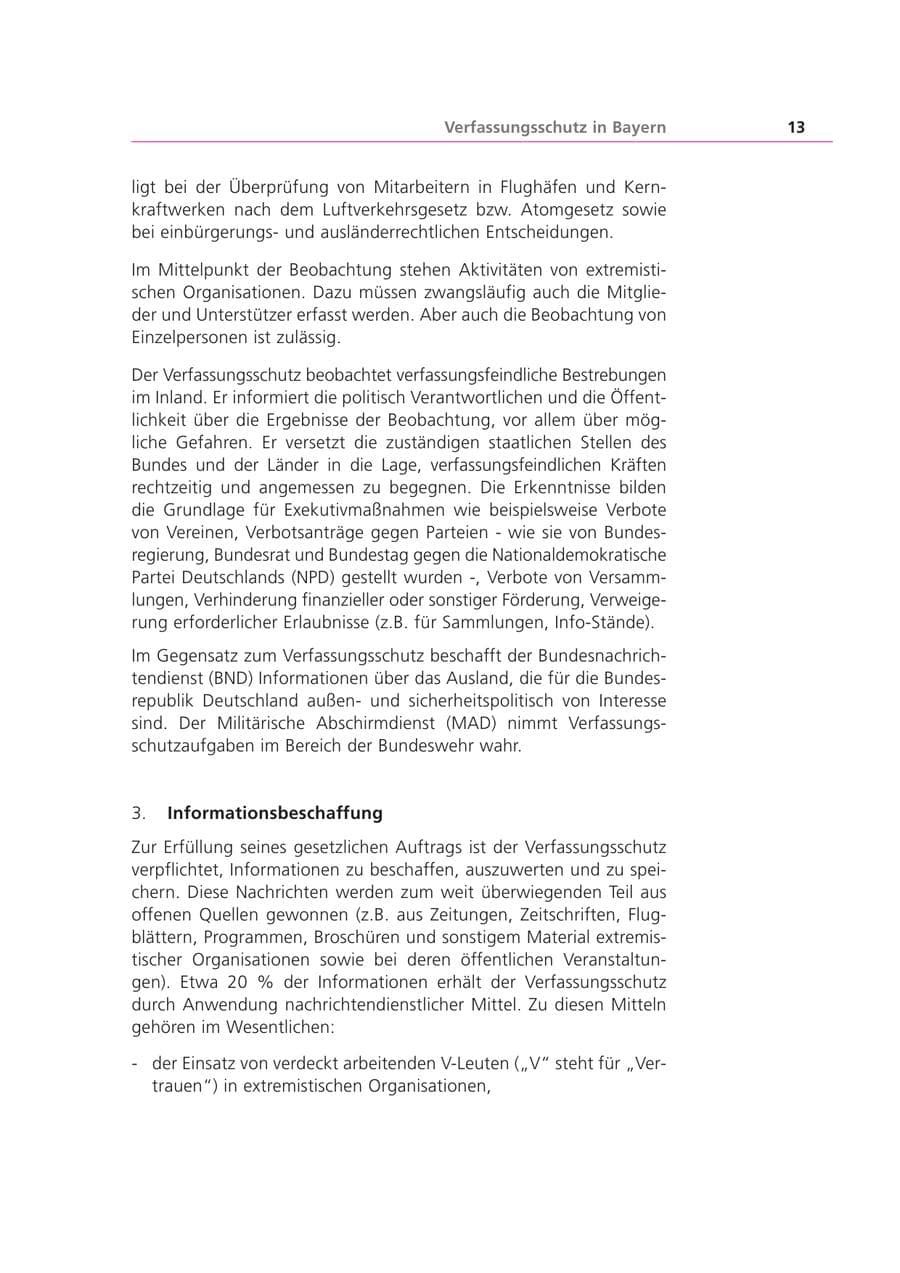 Seite 13 des Verfassungsschutzbericht 2002 Bayern