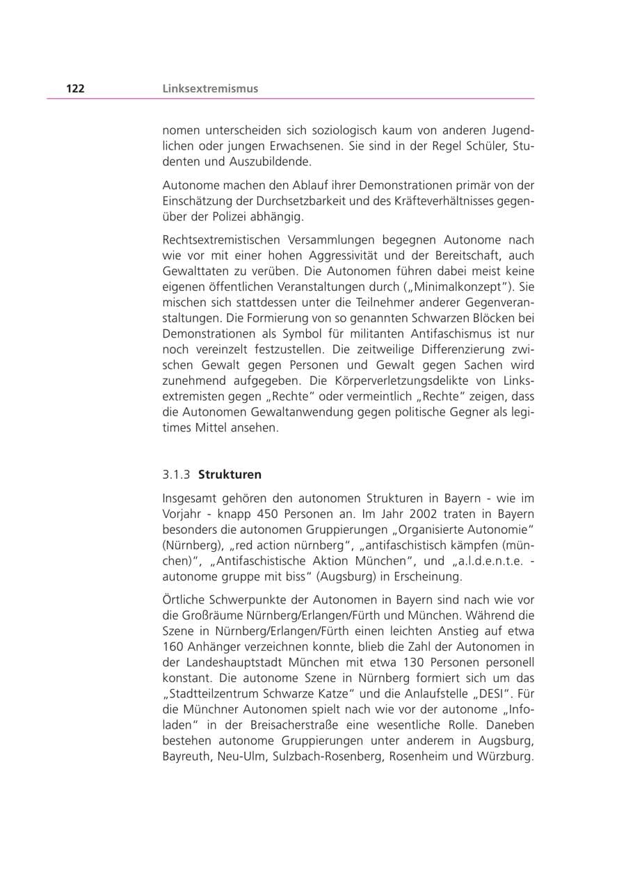 Seite 122 des Verfassungsschutzbericht 2002 Bayern
