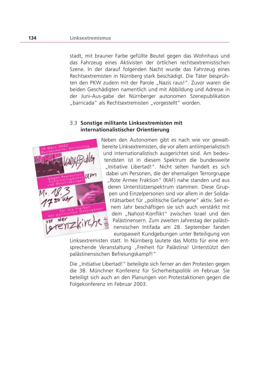 Seite 134 des Verfassungsschutzbericht 2002 Bayern