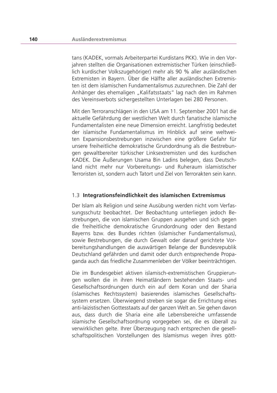Seite 140 des Verfassungsschutzbericht 2002 Bayern