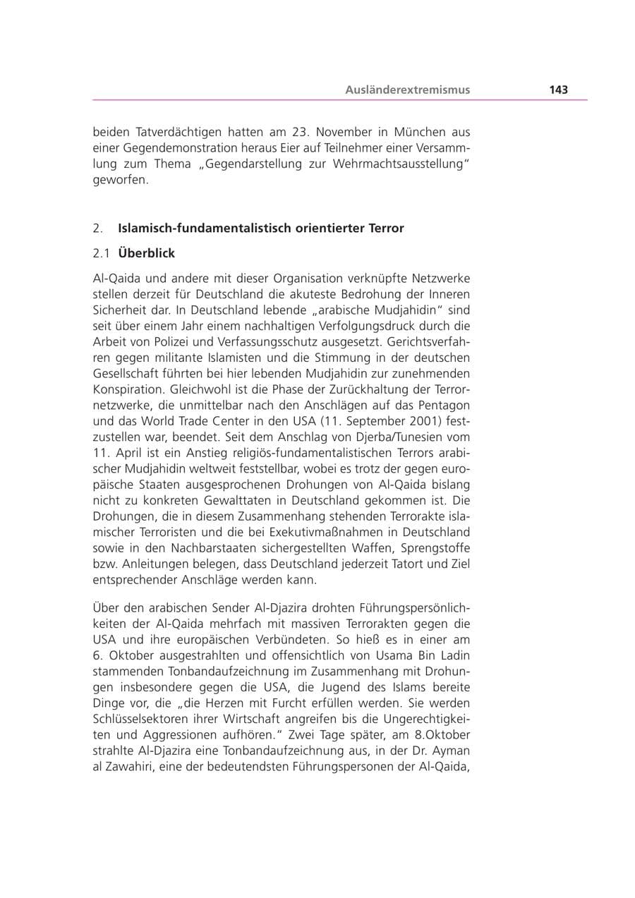 Seite 143 des Verfassungsschutzbericht 2002 Bayern