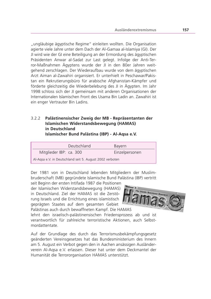 Seite 157 des Verfassungsschutzbericht 2002 Bayern