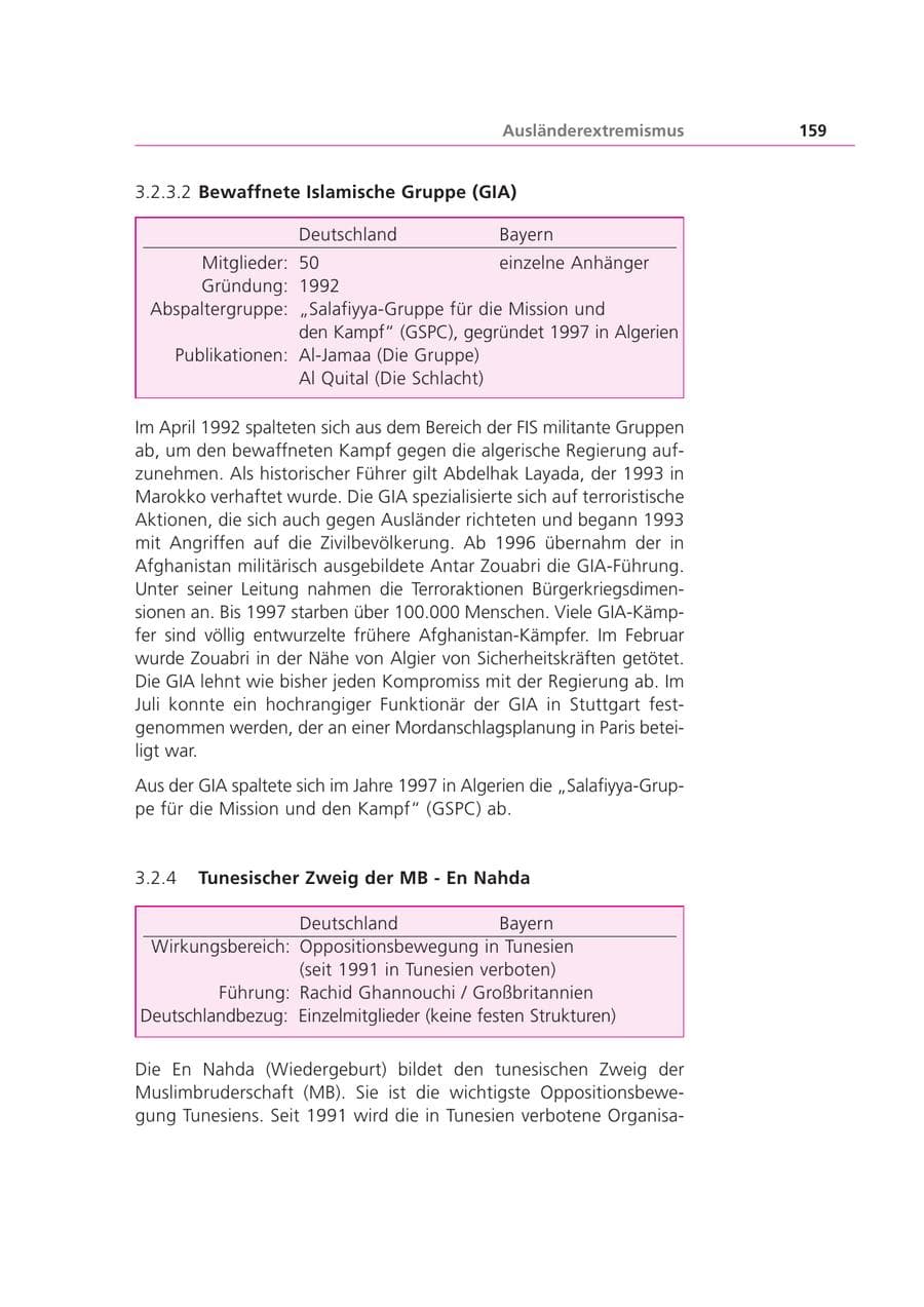 Seite 159 des Verfassungsschutzbericht 2002 Bayern