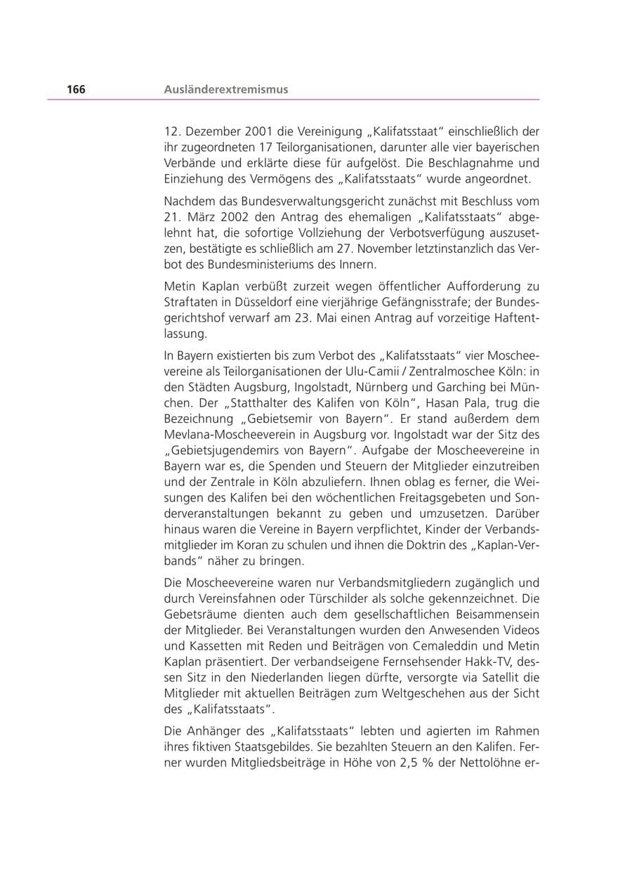 Seite 166 des Verfassungsschutzbericht 2002 Bayern