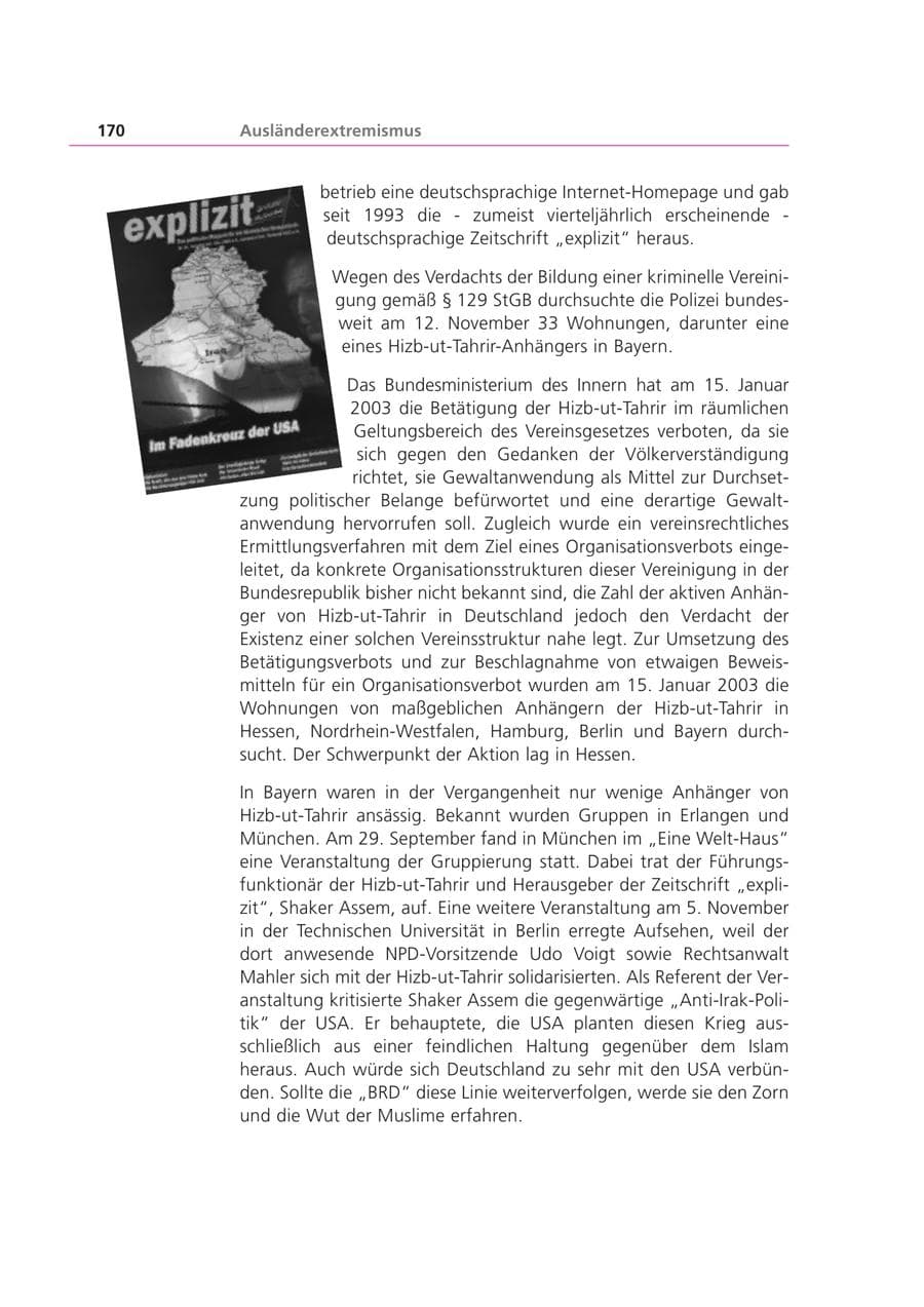 Seite 170 des Verfassungsschutzbericht 2002 Bayern