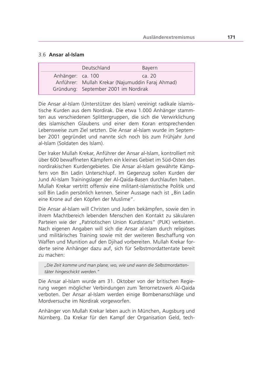 Seite 171 des Verfassungsschutzbericht 2002 Bayern