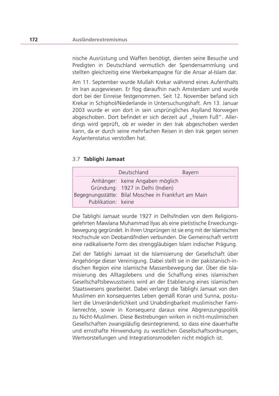 Seite 172 des Verfassungsschutzbericht 2002 Bayern