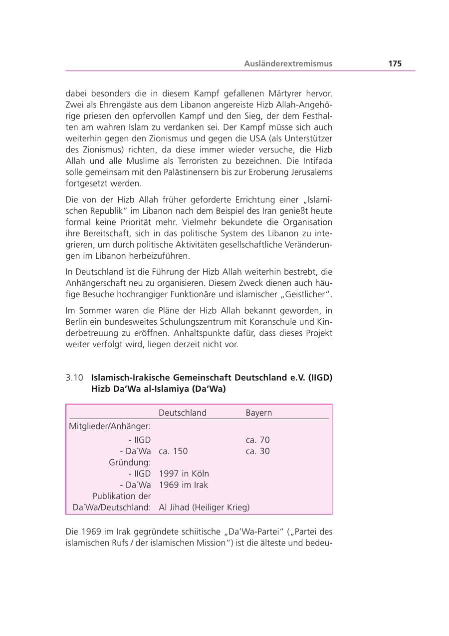 Seite 175 des Verfassungsschutzbericht 2002 Bayern