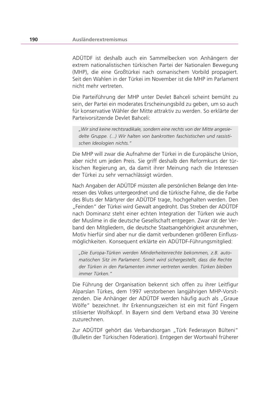 Seite 190 des Verfassungsschutzbericht 2002 Bayern