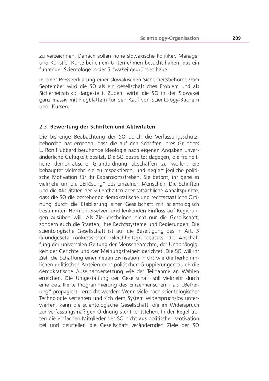 Seite 209 des Verfassungsschutzbericht 2002 Bayern