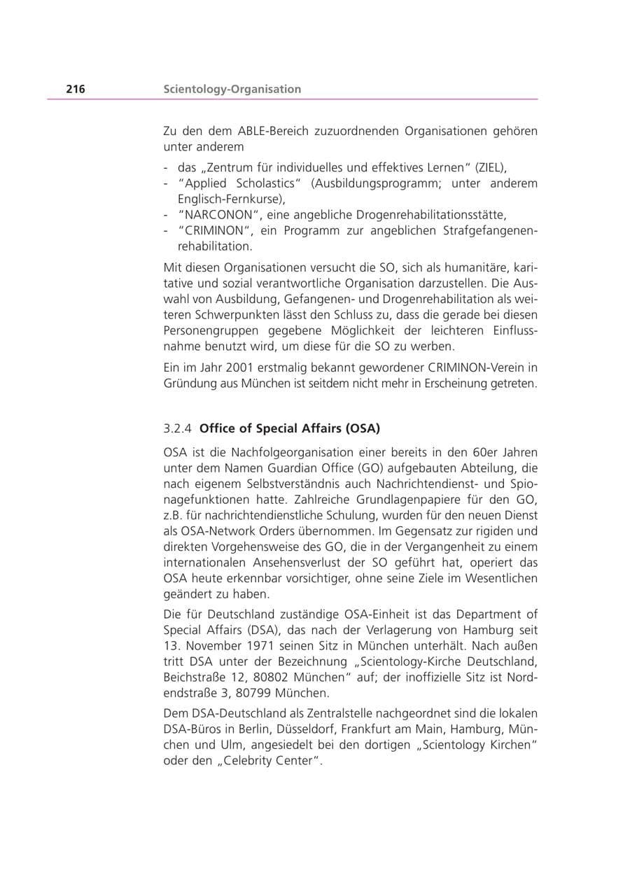 Seite 216 des Verfassungsschutzbericht 2002 Bayern