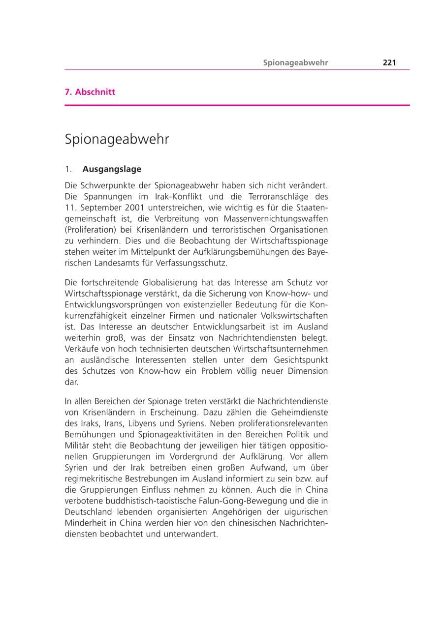 Seite 221 des Verfassungsschutzbericht 2002 Bayern