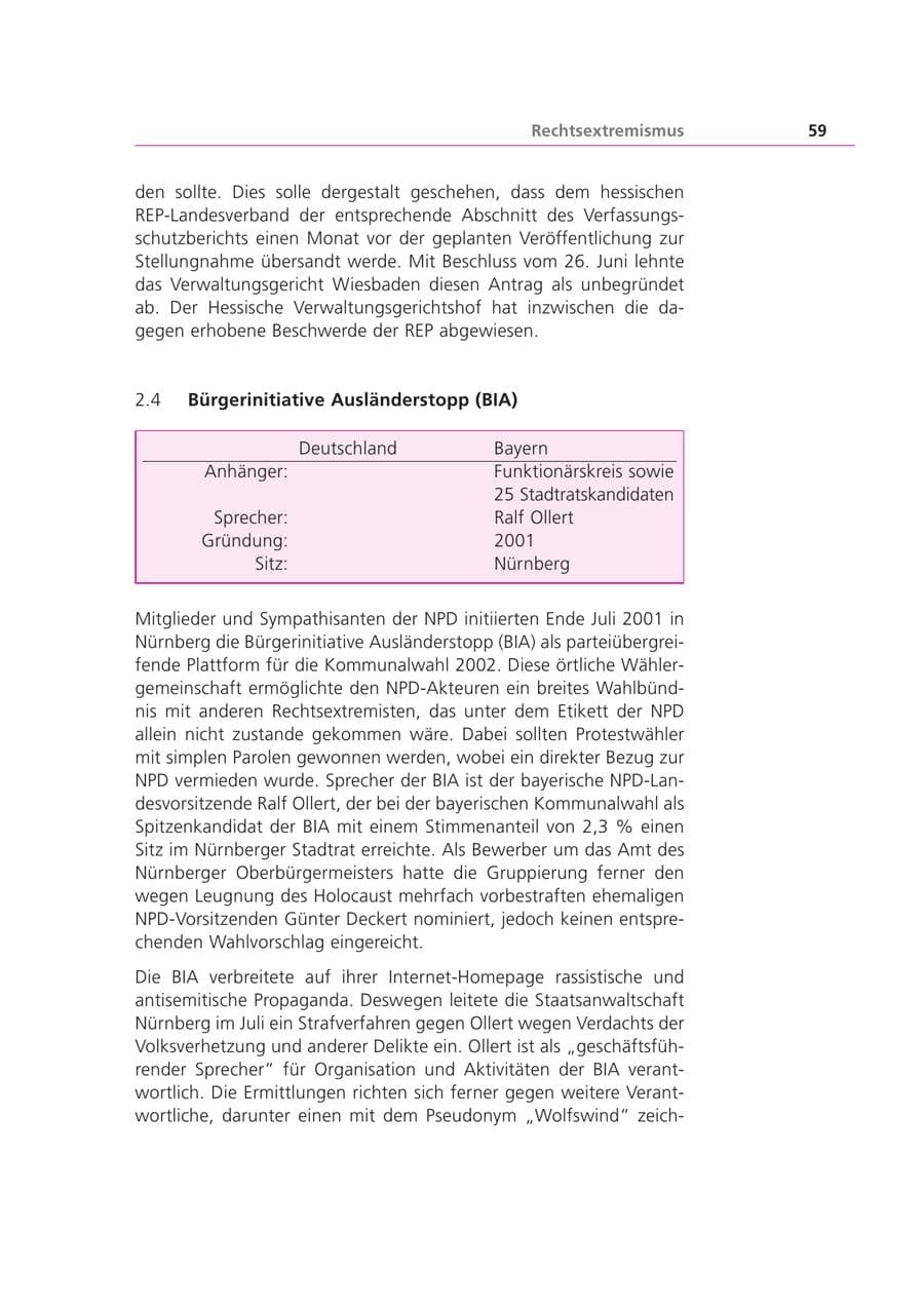 Seite 59 des Verfassungsschutzbericht 2002 Bayern