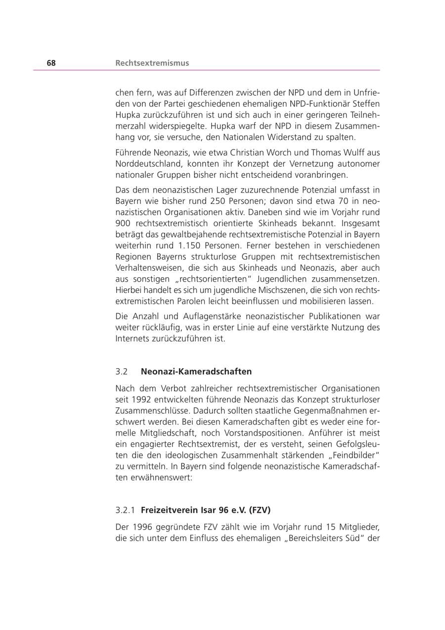 Seite 68 des Verfassungsschutzbericht 2002 Bayern