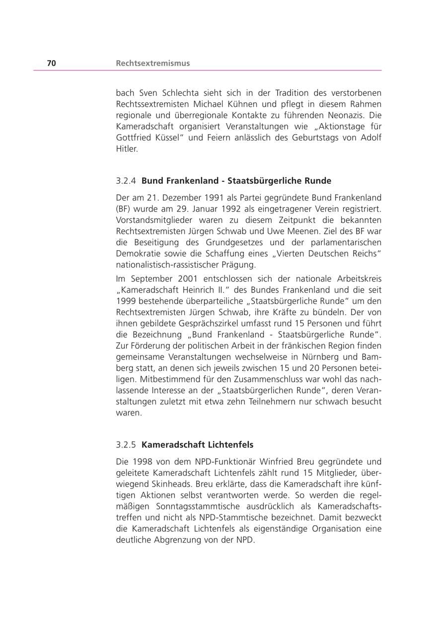 Seite 70 des Verfassungsschutzbericht 2002 Bayern