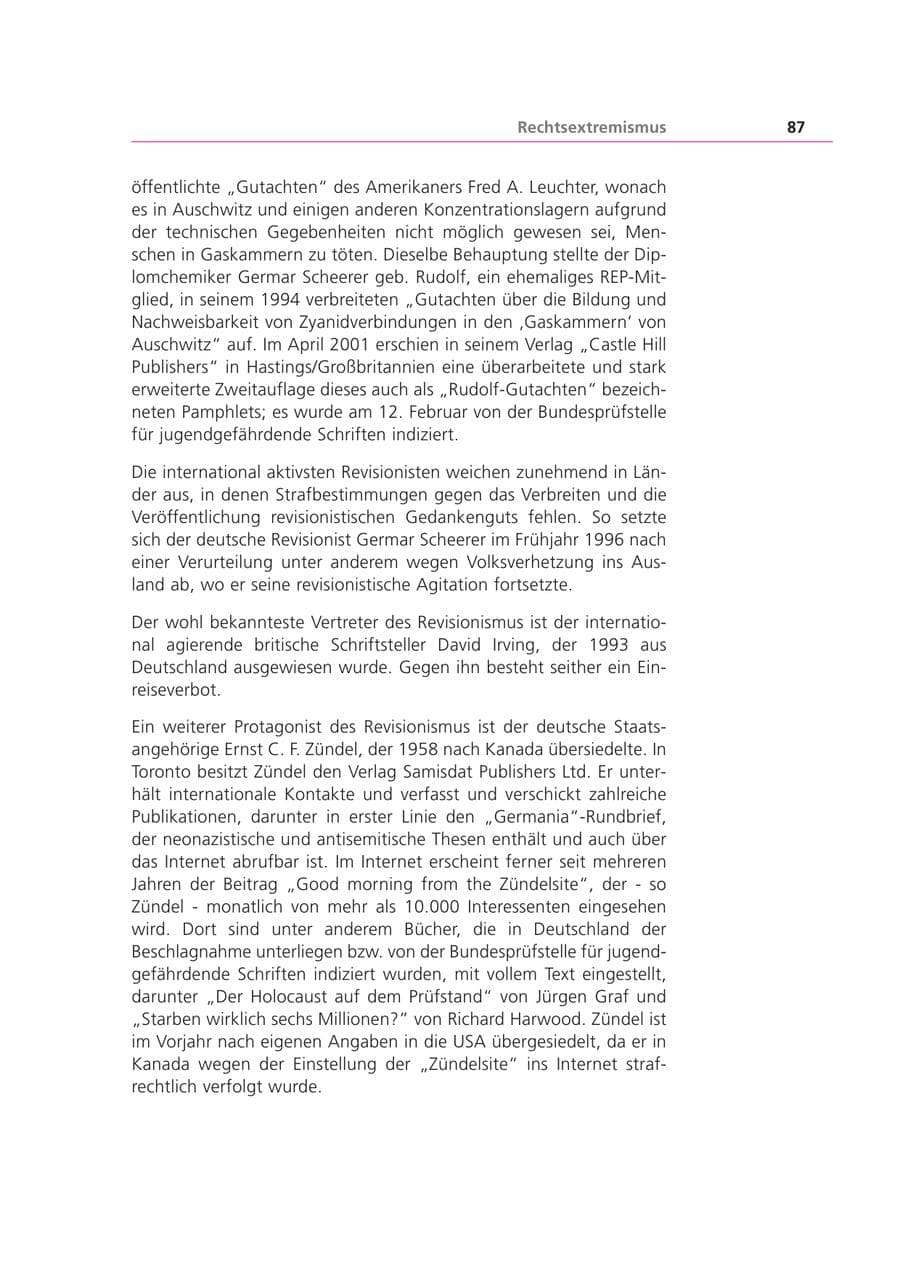 Seite 87 des Verfassungsschutzbericht 2002 Bayern