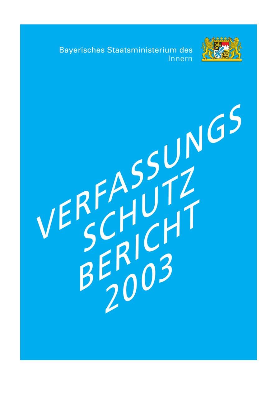 Seite 1 des Verfassungsschutzbericht 2003 Bayern