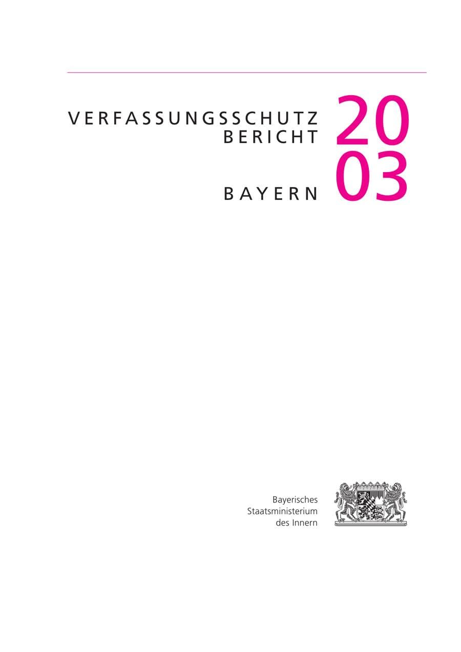 Seite 2 des Verfassungsschutzbericht 2003 Bayern