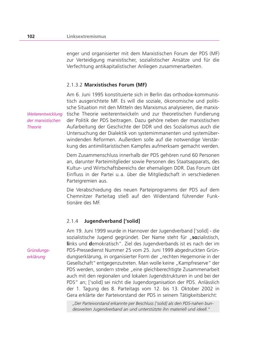 Seite 102 des Verfassungsschutzbericht 2003 Bayern