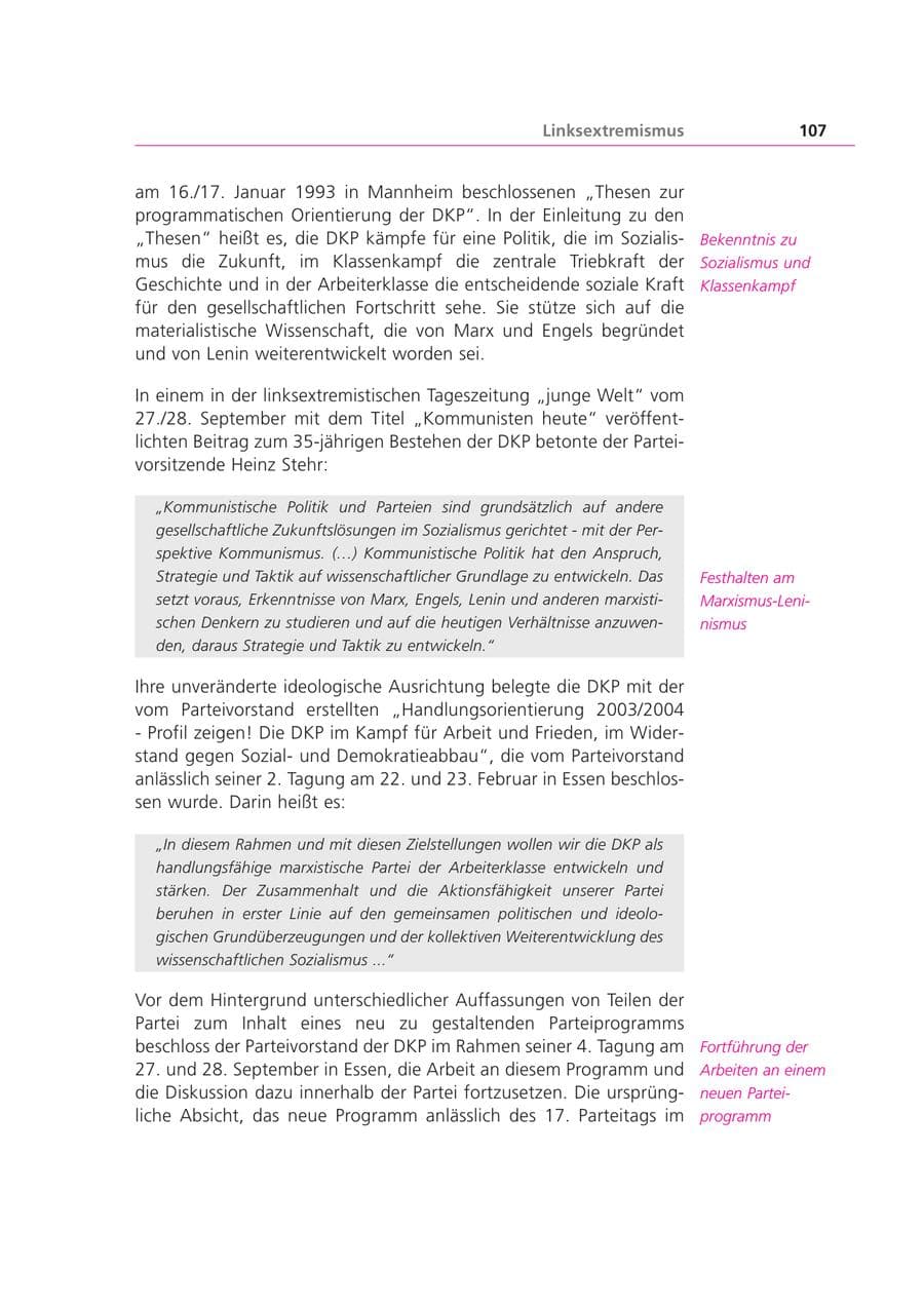 Seite 107 des Verfassungsschutzbericht 2003 Bayern