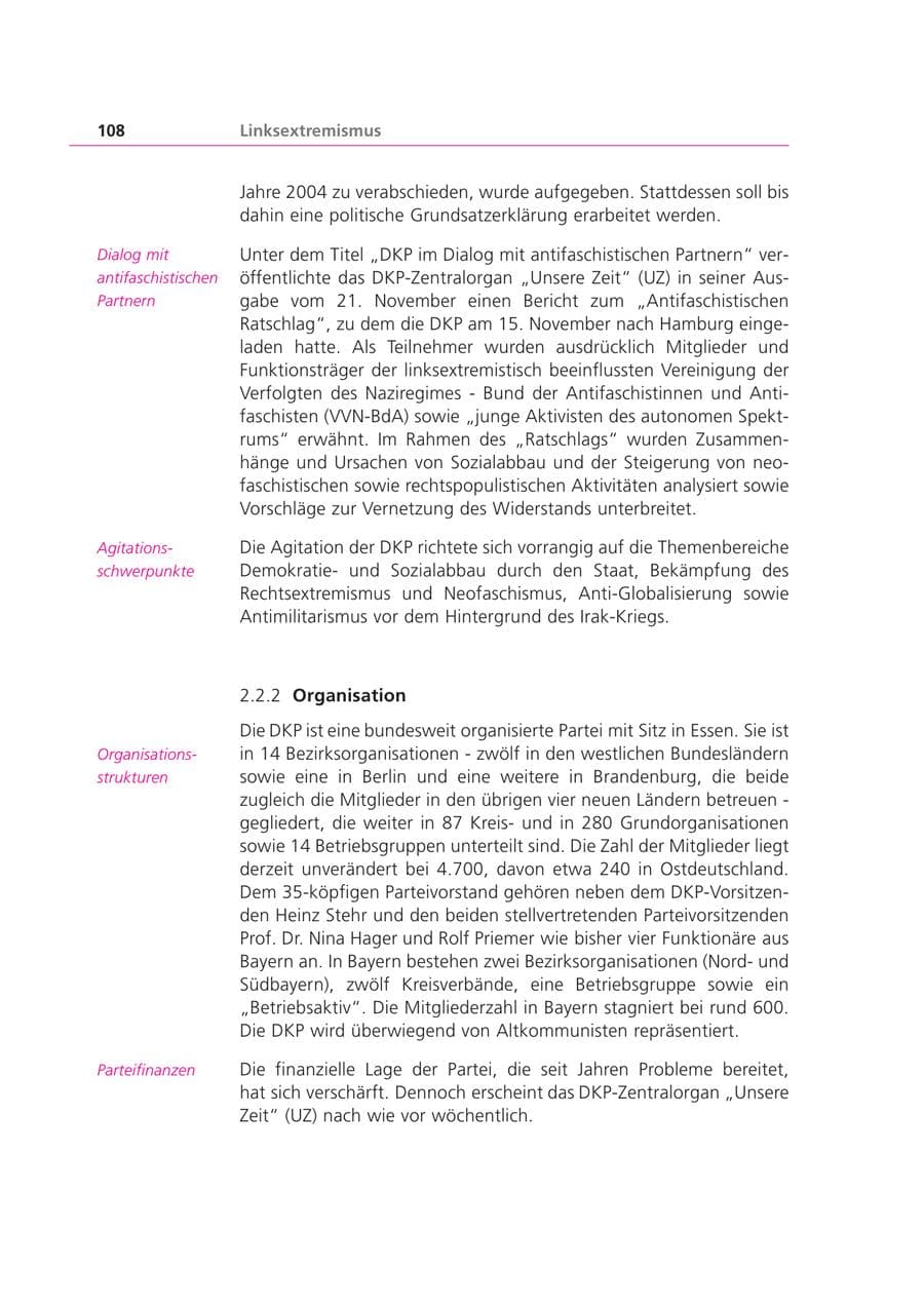 Seite 108 des Verfassungsschutzbericht 2003 Bayern