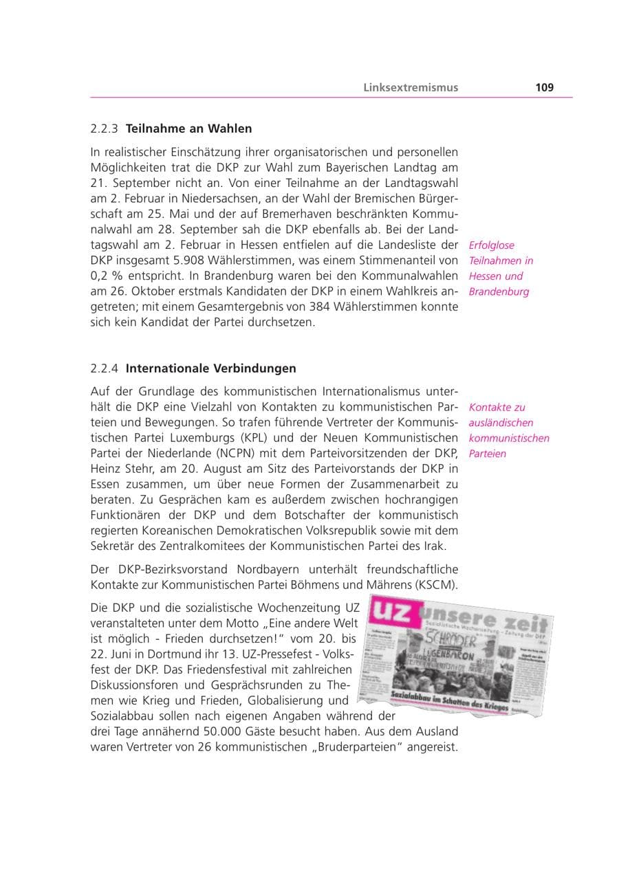 Seite 109 des Verfassungsschutzbericht 2003 Bayern