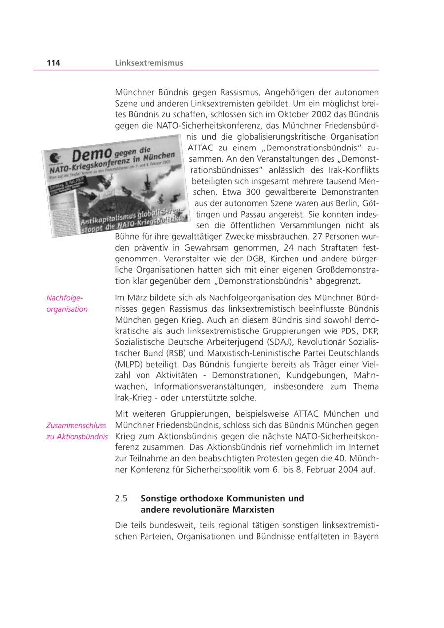 Seite 114 des Verfassungsschutzbericht 2003 Bayern