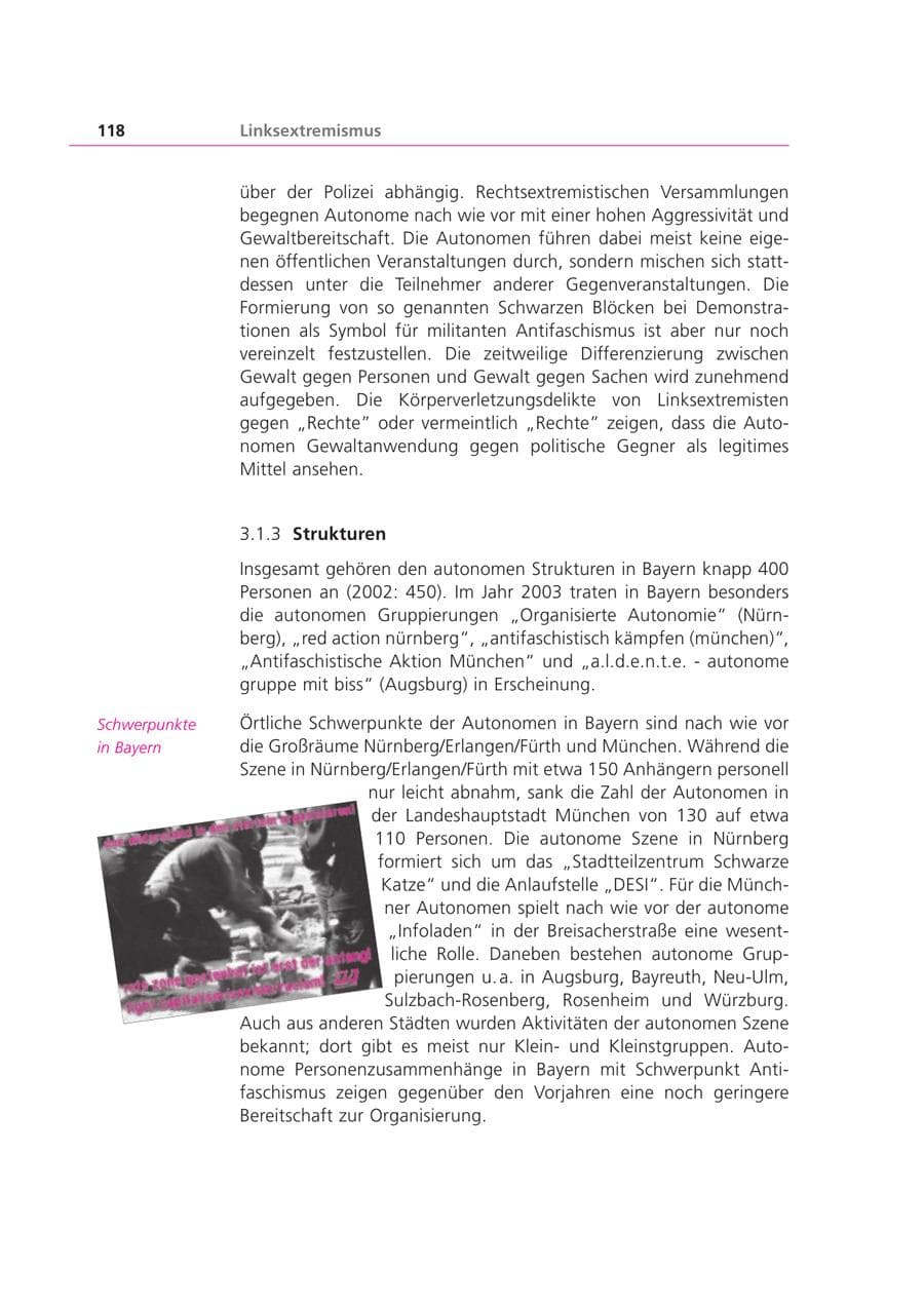 Seite 118 des Verfassungsschutzbericht 2003 Bayern