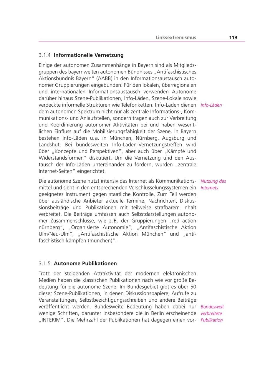 Seite 119 des Verfassungsschutzbericht 2003 Bayern