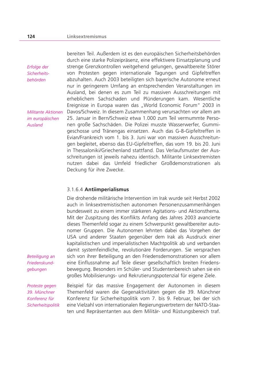 Seite 124 des Verfassungsschutzbericht 2003 Bayern