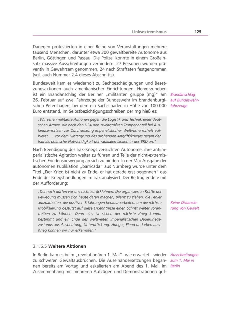 Seite 125 des Verfassungsschutzbericht 2003 Bayern