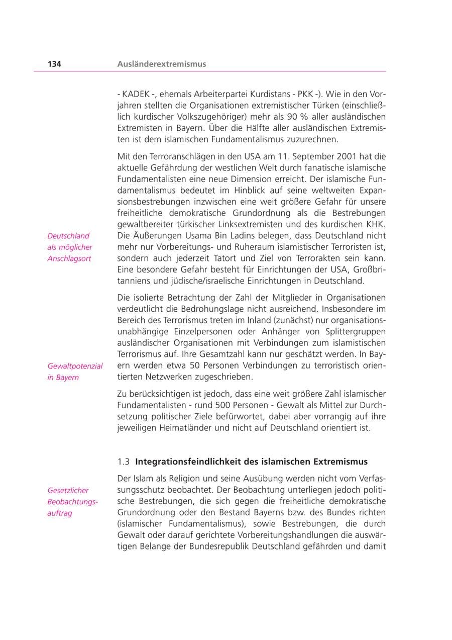 Seite 134 des Verfassungsschutzbericht 2003 Bayern