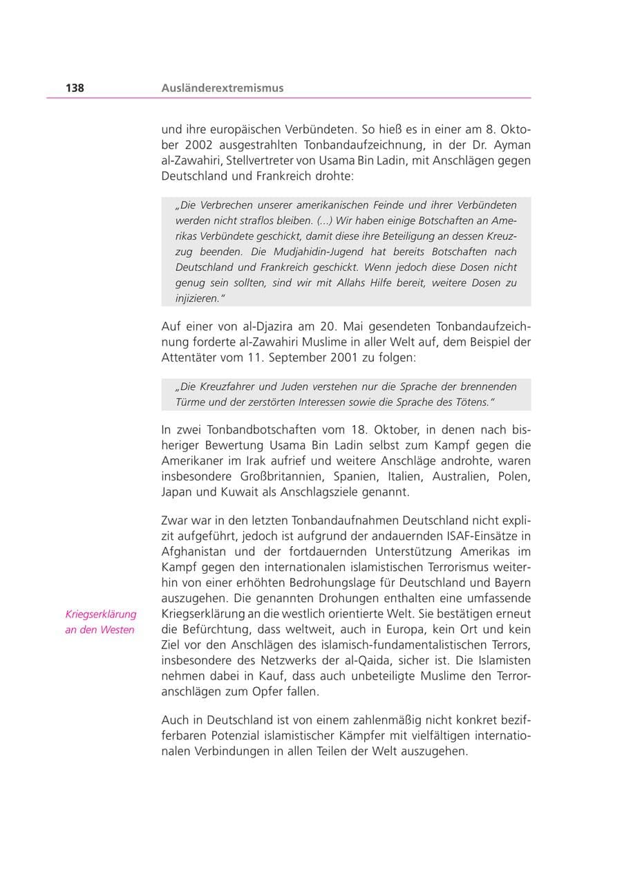 Seite 138 des Verfassungsschutzbericht 2003 Bayern