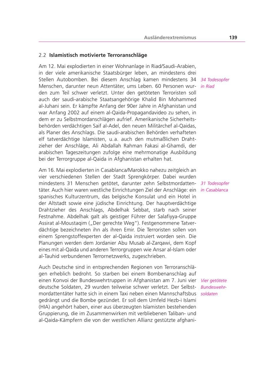 Seite 139 des Verfassungsschutzbericht 2003 Bayern